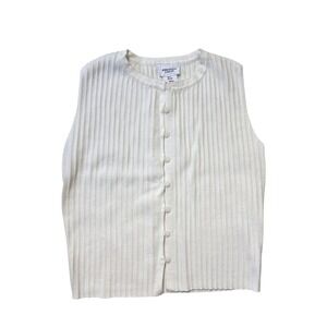 Song of Style Aimee Song Ribbed Button Front Sweater Tank Cream Small